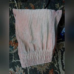 Pale Pink Velvet Leggings